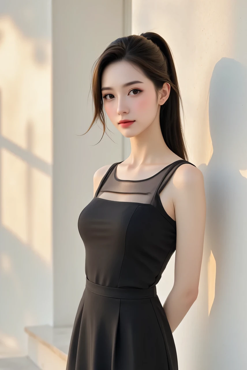 masterpiece, best quality, 1girl, aqua eyes, black hair, closed mouth, outdoors, solo,(((upon body))), alluring, clean, beautiful face,pure face, pale skin, sexy pose,((perfect female figure)), mature female, milf, underskirt,thighhighs