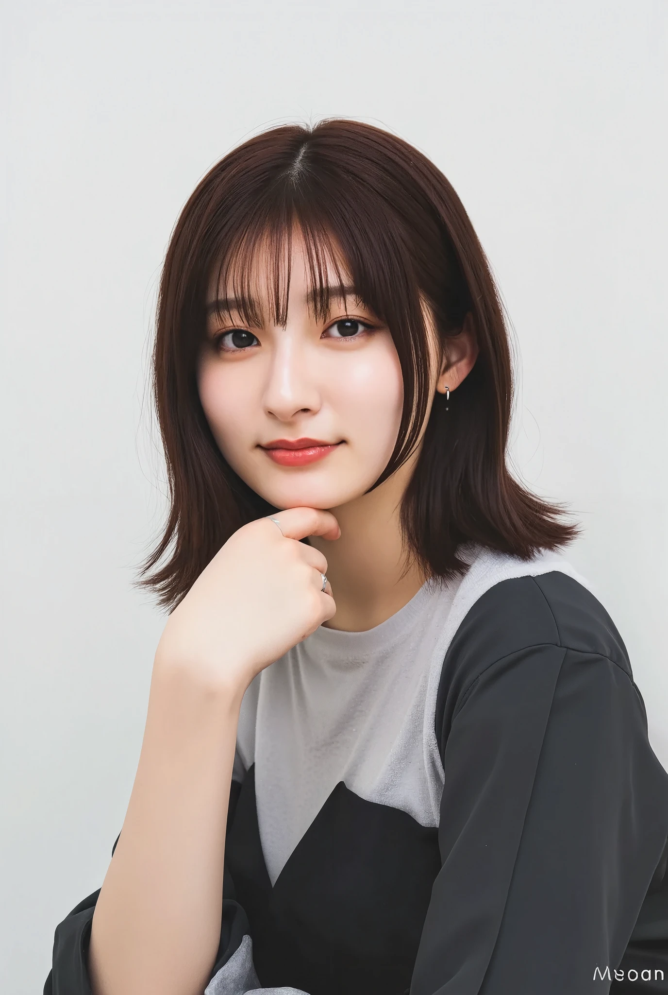 32K, Masterpiece, masterpiece, Realistic, Very detailed,  photograph, High resolution, A face that Japanese men really like., Smoother light, official art, Written boundary depth, Bright light, close, Detailed face, smile, Beautiful details in the eyes, 19 year old Korean, cute, real texture skin, T-Shirts,