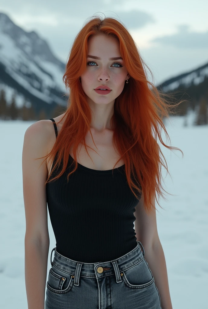 1girl in, , teenager, Solo, Aesthetic artwork, irish redhead, curly ginger hair, shoulder length ginger hair, light grey eyes, some small freckles, pale skin, small breasts, runners body, (thin hips, thin waist: 1.1), detailed skin, shy smile, naked, in a clearing looking at Rocky mountains, early winter, no snow, mountains, blury background, facing away, (back to camera, looking away: 1.25), (extremely detailed 8k wallpaper), (hard lighting), high quality, film grain, Fujifilm XT3 sharp focus, f 5.6, 50mm, High Detail, Sharp focus, (natural light), crazy details, complex details, hyperdetailed