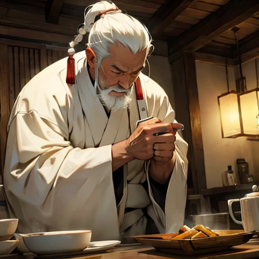 Ancient Chinese old man、White robes