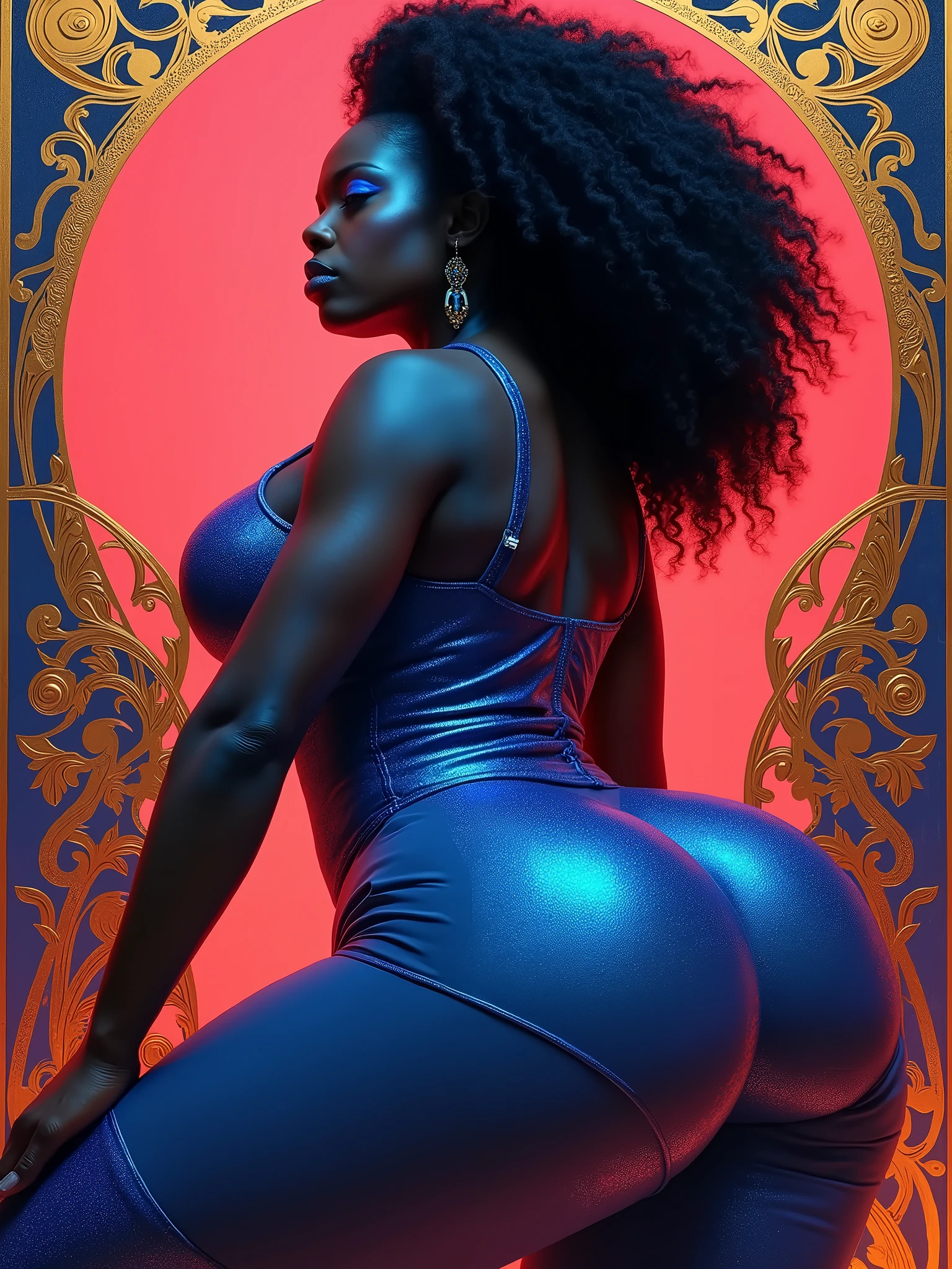 obra-prima, melhor qualidade, high resolution a dark skinned woman with curly curly hair (alta, muito peituda e bonita, ), 1girl, sexy e apertado, Direction to the camera, bunda, sentada, sozinha, from behind, mesa, calcinha, foco na bunda, quadris largos, bunda enorme ,araffe de grossa e justa, cintura fina e quadril grosso, foto em forma, cottagecore!!, (((toda nua completamente nua))) ( (full body view)) ((seios enormes e cheios)) ((seios grandes)) ((seios redondos enormes))((imagem centralizada)) (HD rendering)Studio Portrait, magia, magical, fantasia, ) (imagem centralizada) , detalhes HD, detalhes altos, sharp focus, studio photo, maquiagem HD, maquiagem cintilante, maquiagem de celebridade,
