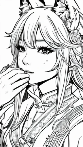 Chinese server wolf、Line art、