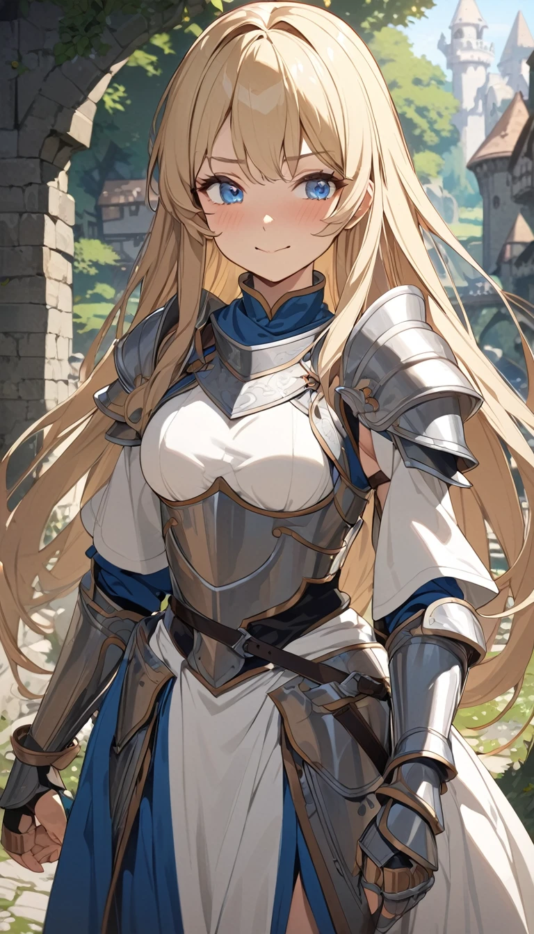 masterpiece,best quality,extremely detailed CG,ultra-detailed,1woman,fantasy,general,swordfighter,angry smile,elaborately designed plate armor,forehead protector,