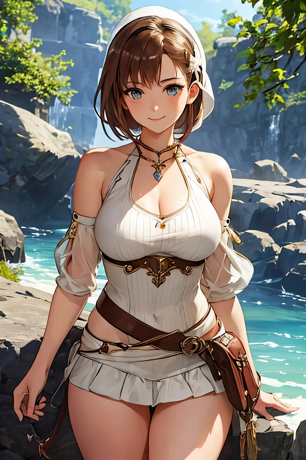 Best Quality,4K,8k,High resolution,masterpiece:1.2,Super detailed,Realistic:1.37,watercolor,Painting,sexy,Ryza,whole body,Curvaceous,Blonde,alluring eyes,Sensual lips,Fit and toned,Wet Skin,(Plump thighs), Shining in the sunlight,A radiant smile,Flowing fabric,Soft and delicate strokes,Vibrant colors,Delicate details,Subtle brushwork,Artistic Composition,Graceful pose,A confident gaze,Romantic atmosphere,Fantastic Background,Graceful Movement,Sublime Beauty,Perfect proportions