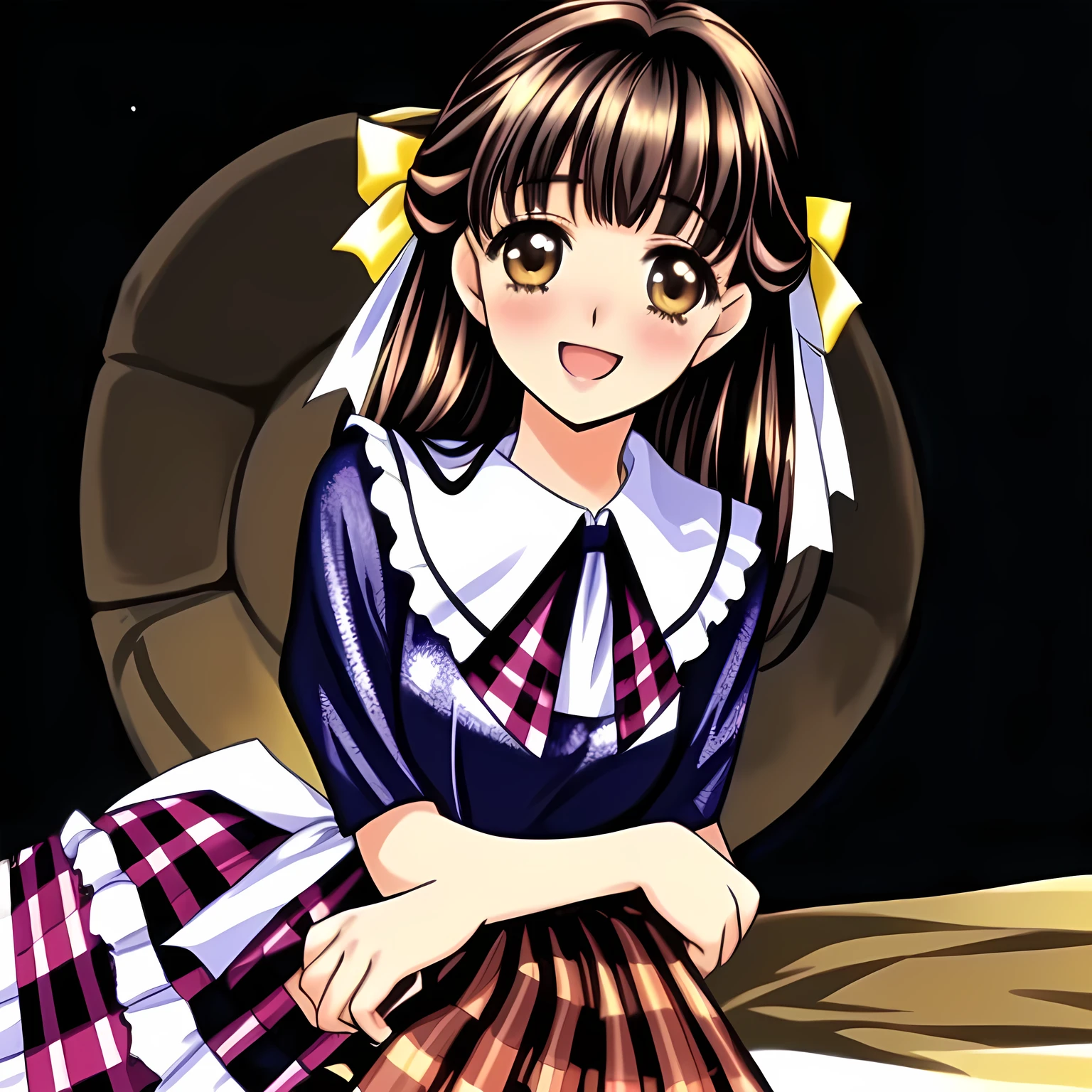 Full nudity、girl、cute 、pubic hair、濃いpubic hair、、Small breasts、Nipples 、Browsing Caution、Thighs、(yoshizuki_Iori,School_uniform_purple_shirt_green_skirt_white_neckerchief_black_Knee-high socks eyes、