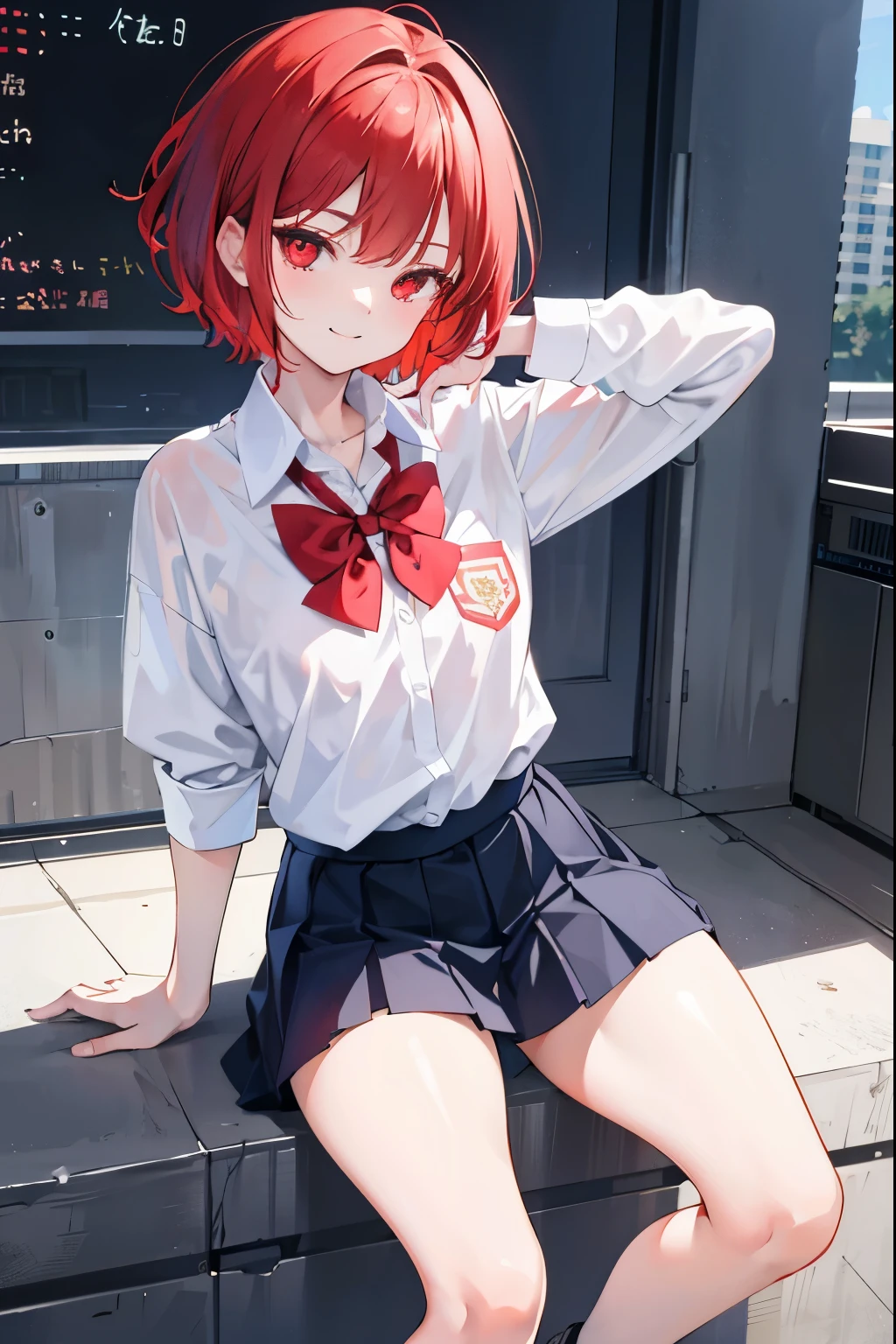 The main girl is beautiful and cute, traditional uniform, neat and clean coordination, "neat and bright uniform coordination", full body, full body illustration, best illustration, realistic and elaborate uniform, high school uniform, elementary school student, ((highest quality)), ((masterpiece)), (detail: 1.4), anatomical, award-winning concept art, beautiful, fine details, portrait, look viewer, (full body display)), 1 girl, full body, solo, 6 years old, elementary school student, child actor, red hair, red hair, short hair, red eyes, big eyes, cute underwear, panties, long skirt, silk material panties, wet shirt, wet clothes, skirt lift, blush, classroom, navel out, clothes lift, easy background, lifting clothes, white shirt, uniform, sailor suit, Japan cute uniform, look away, short sleeves, loli, elementary, The main girl is beautiful and cute, loli, baby face, cute, young, young appearance, fantastic visual depiction, professional effect, beautiful girl, petite girl, sweaty transparent clothes, unevenness, absurdity, unevenness, the oldest girls' school Japan based on Christianity along with the girls' school, "very cute with traditional uniform", "very cute sailor suit for both summer and winter clothes", Loafers, red hair, red eyes, traditional uniform, neat and clean outfit, "In line with our school's educational policy of "nurturing independent women", the beauty of intelligent and dignified women is expressed in uniforms.