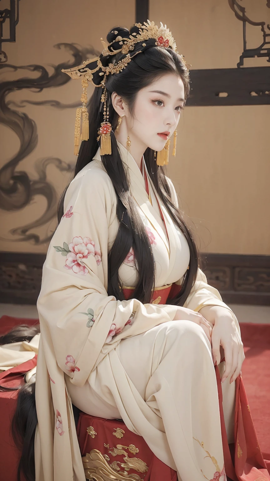 best quality, (((Jing Tian, Jing Tian, Jing Tian))), (((Hanfu, Hanfu))), (((Gorgeous Empress of the Chinese Court during the Qing Dynasty Gorgeous Empress of the Chinese, with her hair tied on both sides The background of this perverted and erotic woman wearing a crown and tying her hair is the Chinese court of the Qing Dynasty. The scene is set in the luxurious room of an empress in the Qing Dynasty Chinese court))), ((masterpiece)), (wedding dress) ((black hair, long hair)), ((blue eyes)), (((180cm))), looking to viewer, hairline, (((porcelain white skin, white skin, white skin, wet skin, wet skin))), ((top-quality,​masterpiece:1.3,超A high resolution,),(ultra-detailliert,Caustics),(Photorealsitic:1.4,RAW shooting,)Ultra-realistic capture,A highly detailed,High resolution 16K human skin closeup。 Skin texture is natural、,The pores are、Must be detailed enough to be easy to identify。 Skin should look healthy with even tones。 Use natural light and color)), 8k, hot, sexy, big, ((180cm)), ((wide hips, heart-shaped)), curved body, full bodyesbian, thick thighs, perfect body, full viewing angle, perfect body, perfect lower hip, perfect high hip, perfect nipples, perfect pussy, perfect vagina, ((big breasts)), perfect nipples, perfect breasts, pose, ((catwalk))
