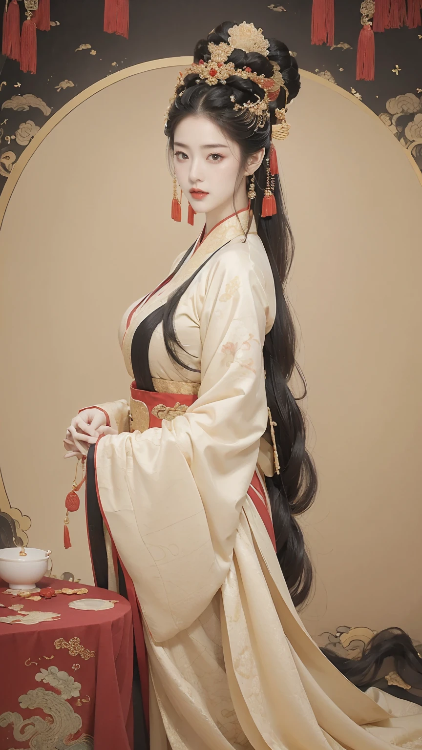 best quality, (((Jing Tian, Jing Tian, Jing Tian))), (((Hanfu, Hanfu))), (((Gorgeous Empress of the Chinese Court during the Qing Dynasty Gorgeous Empress of the Chinese, with her hair tied on both sides The background of this perverted and erotic woman wearing a crown and tying her hair is the Chinese court of the Qing Dynasty. The scene is set in the luxurious room of an empress in the Qing Dynasty Chinese court))), ((masterpiece)), (wedding dress) ((black hair, long hair)), ((blue eyes)), (((180cm))), looking to viewer, hairline, (((porcelain white skin, white skin, white skin, wet skin, wet skin))), ((top-quality,​masterpiece:1.3,超A high resolution,),(ultra-detailliert,Caustics),(Photorealsitic:1.4,RAW shooting,)Ultra-realistic capture,A highly detailed,High resolution 16K human skin closeup。 Skin texture is natural、,The pores are、Must be detailed enough to be easy to identify。 Skin should look healthy with even tones。 Use natural light and color)), 8k, hot, sexy, big, ((180cm)), ((wide hips, heart-shaped)), curved body, full bodyesbian, thick thighs, perfect body, full viewing angle, perfect body, perfect lower hip, perfect high hip, perfect nipples, perfect pussy, perfect vagina, ((big breasts)), perfect nipples, perfect breasts, pose, ((catwalk))
