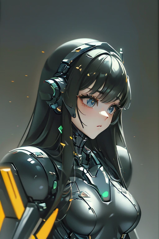 (masterpiece),(Highest quality),(Super detailed),(Best illustrations),(Best Shadow),(Absurd),(Detailed Background),(so beautiful), 16K, 8K, 4K,(Best Shadow),robotization,woman ,big bust,Robot Joint ,Metal skin,Black robot Suit,long hair,a black robot suit that covers the whole body,robot hand,cyber bodysuit,mecha head,(Detailed hands and fingers:1.2),Ball joint robot body,doll joint,beautiful face,beautiful robot girl,robotic eye,robotic hands,(no more human skin),android girl,cyborg girl,F cup, sexy body,(machine made joints:1.2),(machanical limbs:1.1),(blood vessels connected to tubes),(mechanical vertebra attaching to back),(mechanical cervial attaching to neck),Tifa (Final Fantasy VII),no messy picture style,no emotions,cybernetic face