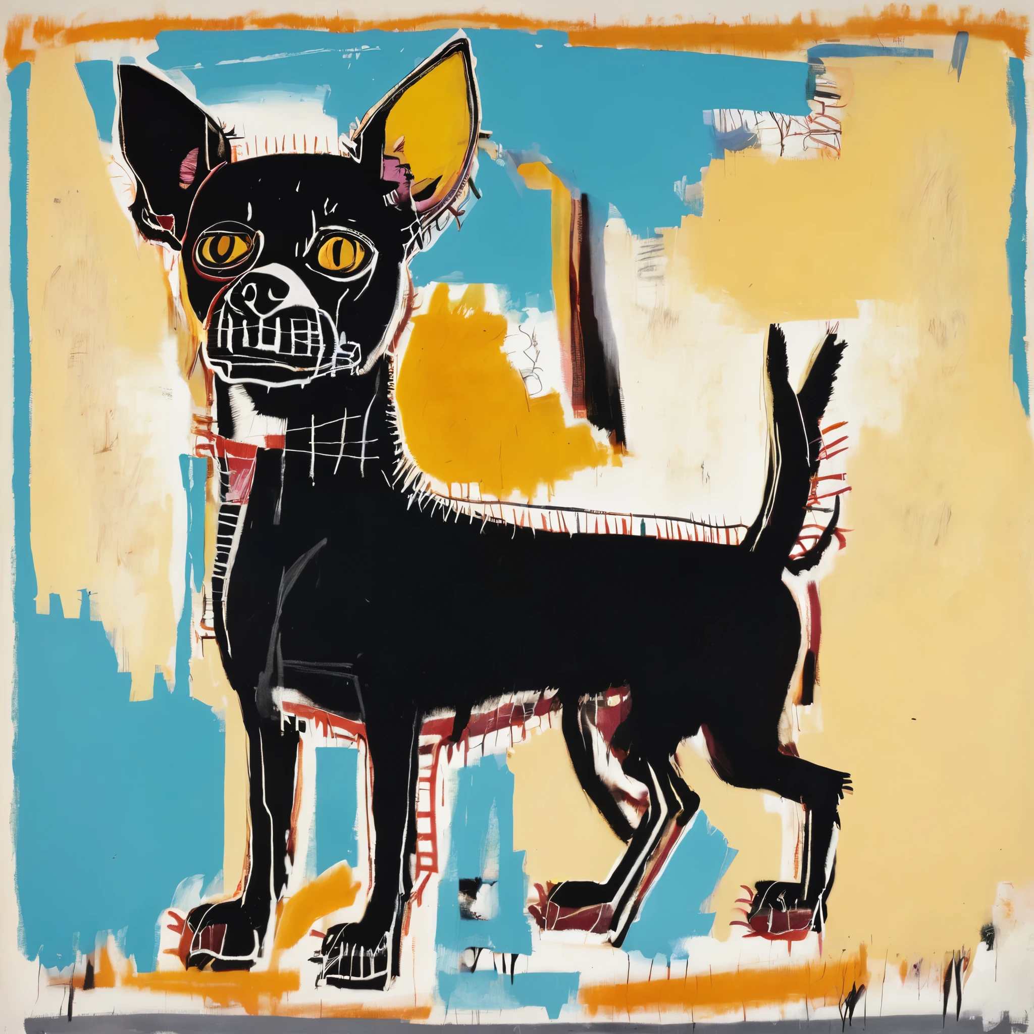 two chihuahuas by basquiat orange yellow