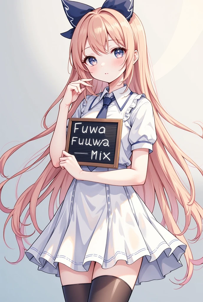 1 girl,fuwafuwa mix,having a sign written "Fuwafuwa Mix":1.6,