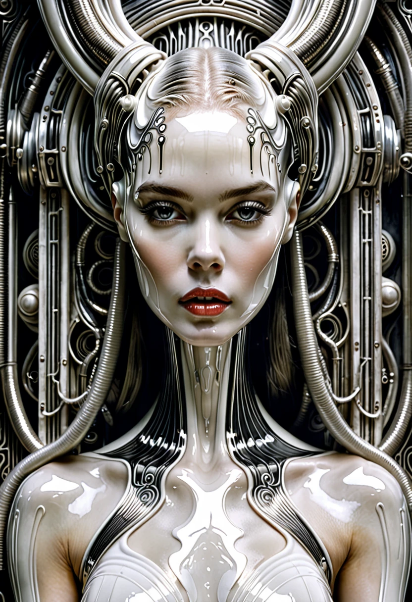 Bio mechanical cyberpunk hr giger hybrid girl