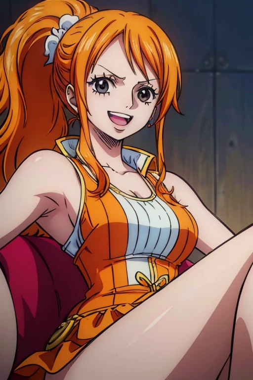  (Best Quality, 4K, 8k, High resolution, masterpiece:1.2), Super detailed, (Realistic, photoRealistic, photo-Realistic:1.37) ,Generate a realistic anime style of Nami from One Piece,Must be made in an anime style,ponytail,A girl with very pale orange-yellow hair,Beautiful brown eyes,moon,Angel Costume,Feather,Large Breasts,Beautiful Hair ,アートスタイルはCharmingなアニメスタイルに似ている. rendering. To enhance the visual effect, Add HDR, 超High resolution, Studio Lighting, Ultra-fine painting, Sharp focus, 物理ベースrendering, Very detailed explanation, professional, Vibrant colors, ボケはなく安定拡散professionalンプトを、Please enter as is, Do not use prefixes or punctuation marks,Her hair is bright orange、Nami tattoo on left shoulder、(((Best Quality))), ((Super detailed)),((masterpiece:1.5)), Detailed Photos, smile, sexy, (Best Quality: 1.4), (One Girl), Beautiful Face, (Orange Hair, Long Hair: 1.2), Beautiful Hairstyle, Beautiful details in the eyes, (Realisticな肌), Beautiful Skin, Beautiful lipstick,Beautiful Lips,Absurd, Charming, 超High resolution, High image quality, (Sexually excited:1.5),Perfect fingers,Perfect limbs,Perfect Fingers