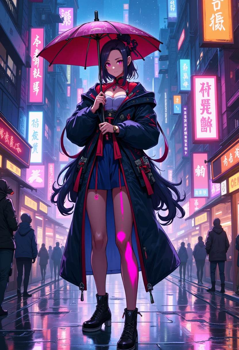 a girl, 16yo, the night,Orgy,holding a umbrella,By oneself,城市,Cyberpunk Personality,smog,Large coat,ear phone,the street,outside of house,neon light,smog, Junko and Chongli, Studio Ghibli style、8yk、Raw photo、(masuter piece)、(top-quality)、Hi-Res、(1 girl in)、(realisitic、Photorealsitic:1.2)、Ultra-detailed physically based rendering、a necklace、耳环、air bangs、hair adornments、the setting sun、鎖骨、wristbands、a navel、Long、Brown hair、Ahoge、One woman、mideum breasts、the beach、hair wavy、thin、、、、((top-quality、16k、masterpiece:1.3))、Beautiful woman with perfect body shape:1.4、huge tit、large full breasts、18age、Slender Abs:1.2、((longwavy hair))、((small tits:1.4))、((KPOP Idol:1.3))、((Shower water))、((Lingerie 1.5))、((浴室))、Highly detailed facial and skin texture、((the pose))、((魅惑的))、((spread legswide))、((Drenched body))Close your eyes、closing eye、Open your mouth wide to the maximum、scream、