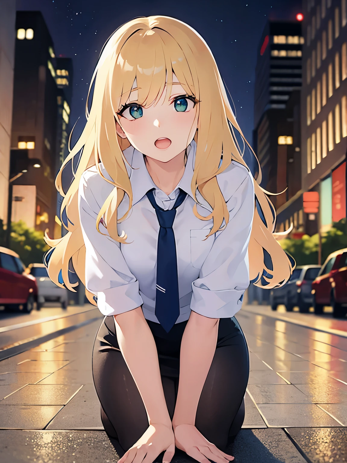 (((night,真night中))),((Dark atmosphere)),((Perfect ???????:1.2,Realistic:1.3,Raw photo:1.3,masterpiece、highest quality、Ultra - High resolution、High resolution、Extremely detailed CG、8k)),((attractive way to sit)),((((Crouching pose)))),1 female,alone,18-year-old、High school girl beautiful girl,Japanese,((Beautiful and exquisite face and eyes:1.2,Big beautiful eyes:1.0,)),(Brighten your eyes),((Beautiful woman))、Blonde,Long Hair,(Center parted hair:1.4,amount),Medium chest,((slim body)),Small Head:1.3,skinny,(Brown Skin:1.4),(Oily skin,Glowing Skin,Shiny skin,Sweat:1.2),(school uniform、Dark blue blazer jacket、Checkered pleated mini skirt),(????????????),Dirty back alley、Tokyo、((Turn your body forward)),(lonely),((Feeling melancholy))、Stick out your crotch、(Apathy),(Lucky)、((Expressionless))