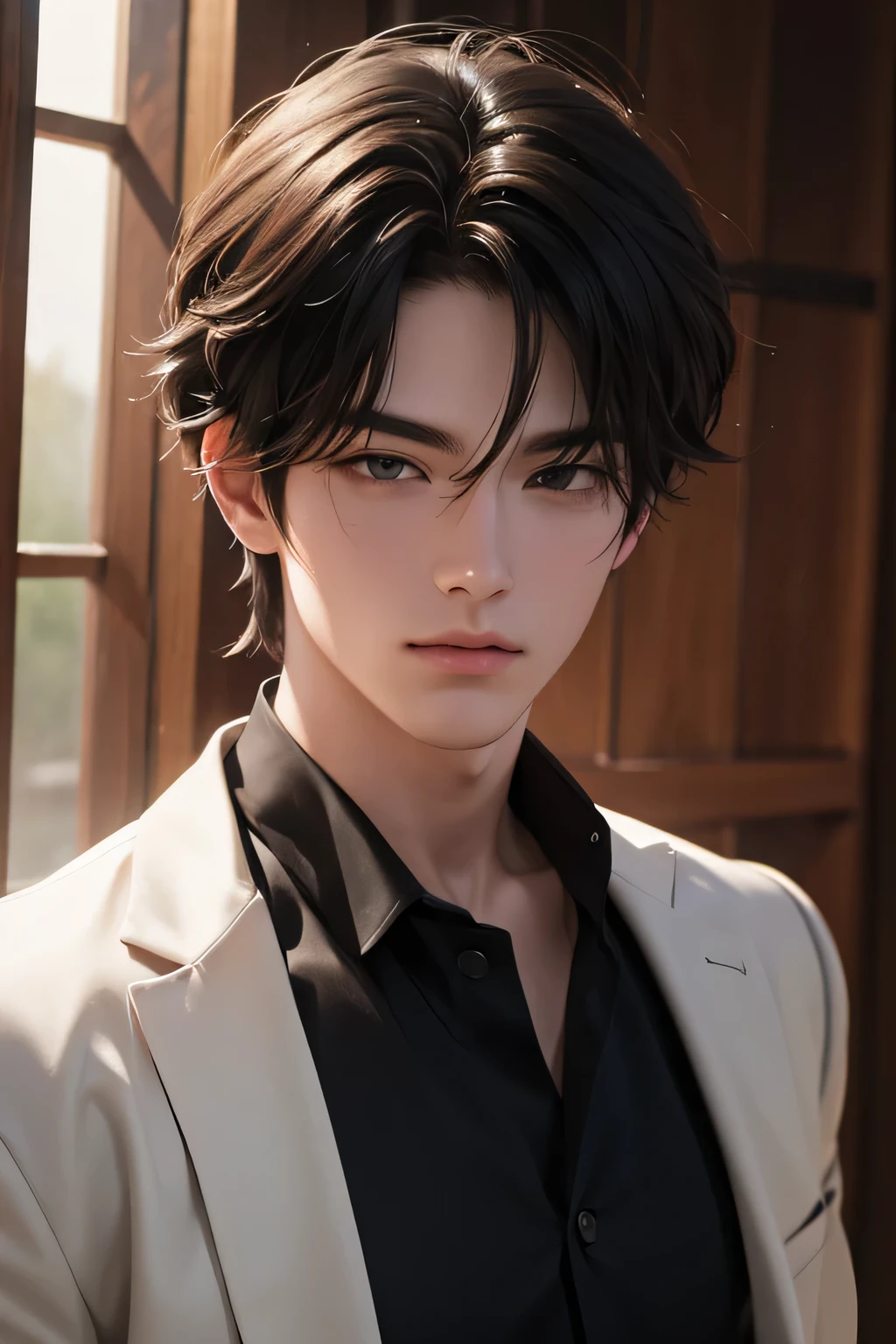 ((Top quality)), ((masterpiece)), (detailed), ((Perfect face)), ((reply)) Male version character of Kurimu Meisaku Gekijou anime anthology, 자세한 보름달 풍경 배경에 애니메이션 눈을 가진 잘생긴 은색 머리 20&#39;s man, look at me, Modern style, clothes korean style, Dandy style, Armor, (masterpiece), (Best quality already), (man), (성article), (Silver hair), 8k, Very grade, BTS, jungkook, look at me from the front, copper skin, Great image, Proud look, blemish-free skin, (No beard), Height 188cm, Slim and fit body, Cold image, article, 타락한 article, longing한다, actor, (20&#39;s), (한국man), Silver hair, man, Armor, (full moon background), Visible but not visible, A look of longing, (Front shot), Lust적이다, Smile lightly, A strange expression, possessiveness, Lust, longing, 성article