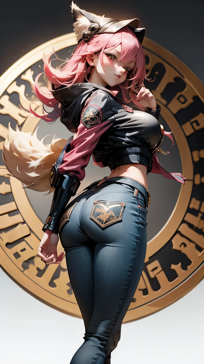 anime girl with a big ass in a black leather outfit, cutesexyrobutts, oppai cyberpunk, thicc, 2b, 2 b, oppai, anya from spy x family, biomechanical oppai, makoto, commission for high res, oc commission, tifa lockhart, oppai proportions, tifa, tracer in a skintight dress,leg up,red hair,one leg forward 