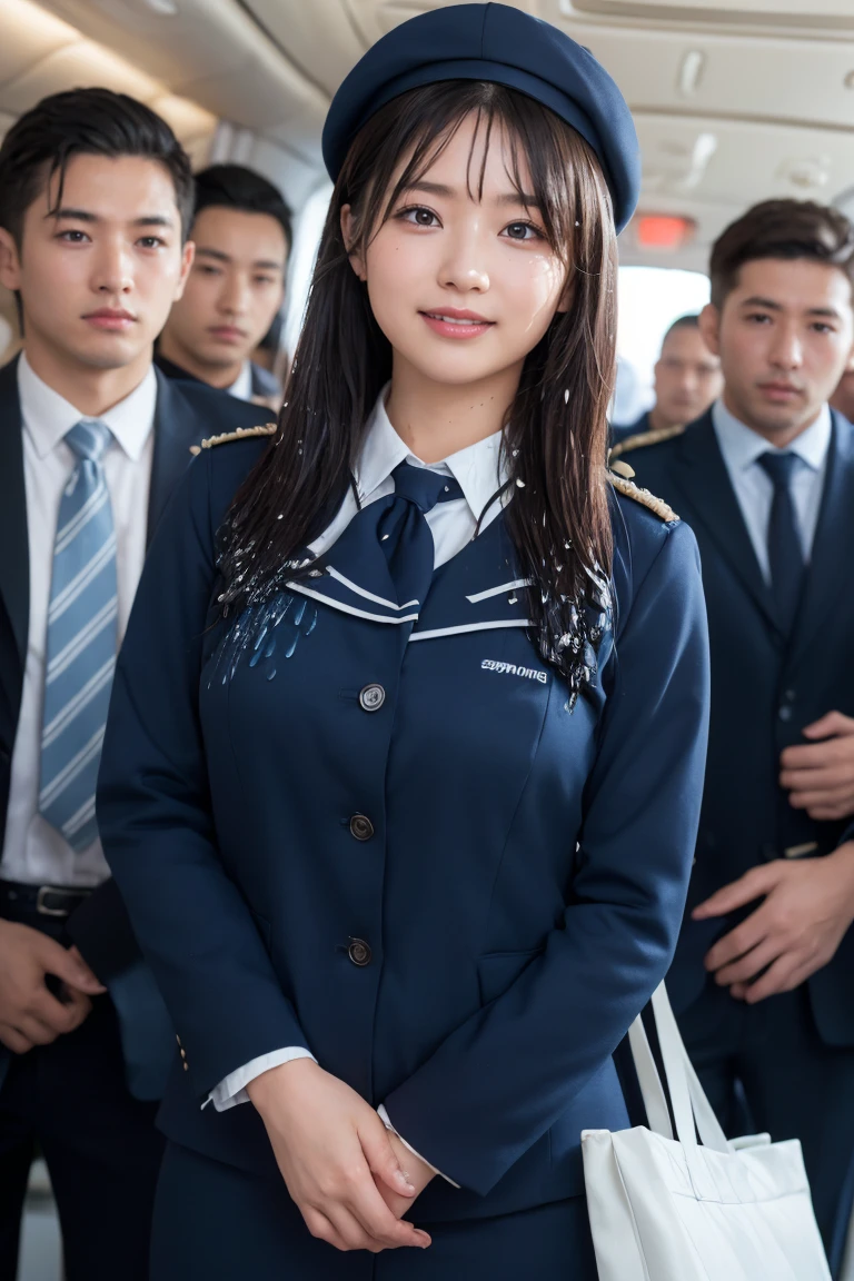 Girl surrounded by men and molested、A cute wearing an elementary school graduation uniform whose butt is touched under her skirt by men.,A man in his uniform exposes his chest and rubs it,Japanese,highly detailed eyes and face, sharp pupils,A narrow, dark gap in a crowded train、No 40's righty nan pushing on girl from behind、 cinematic lighting,quiet atmosphere、beautiful small details,highly detailed eyes and face、ultra wide angle shooting、A girl with an expressionless and confused face、A girl was forced to expose her breasts and hugged her from behind by a man wearing a 40-inch body display.,man putting his hand inside his skirt