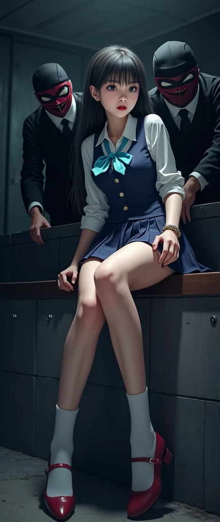 ((best quality)), ((chef-d'artwork)), (detailed), visage parfait, viol dans le train, deux hommes en costumes noirs, sexe, penetration of cock into vagina, schoolgirl, groping, fille qui pleure, Ahegao, Vagin complet voir, Nuit, dur, pisser, Legs spread, en levrette, dur sexe