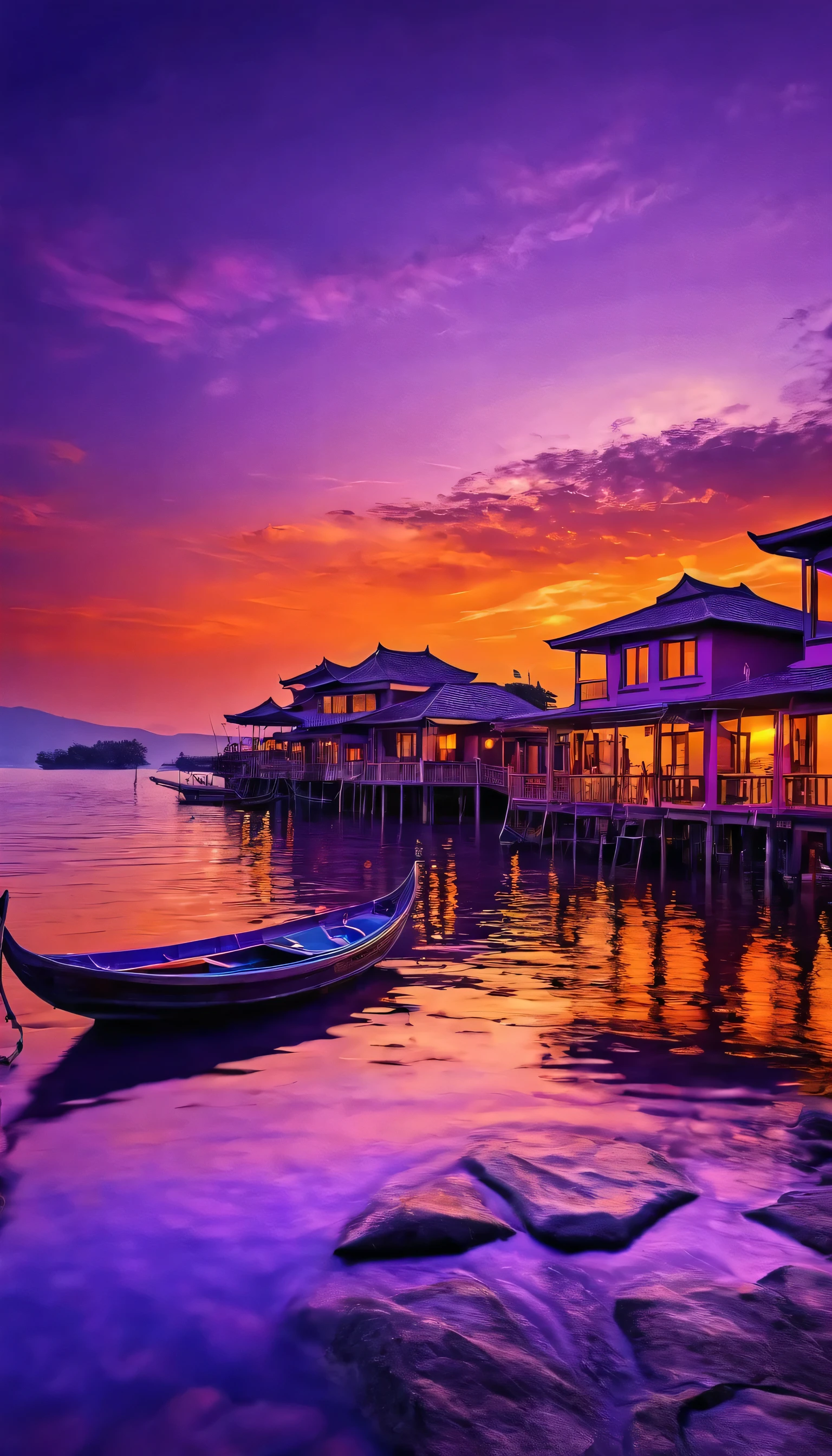 detailed quality beautiful purple orange evening , beautiful place , mesmerizing beauty