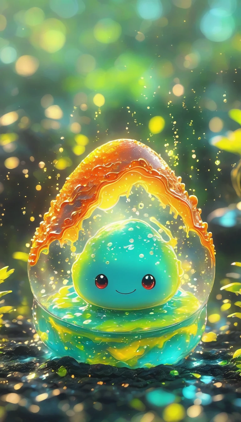 Best quality, very good, 1.60,000, Ridiculous, Extremely detailed, Cute slime astronaut，Made of transparent boiling lava, Alien world background ((A masterpiece full of fantasy elements))), ((Best quality)), ((Intricate details)) (8K), ((Best quality)), ((Intricate details)) (8K)