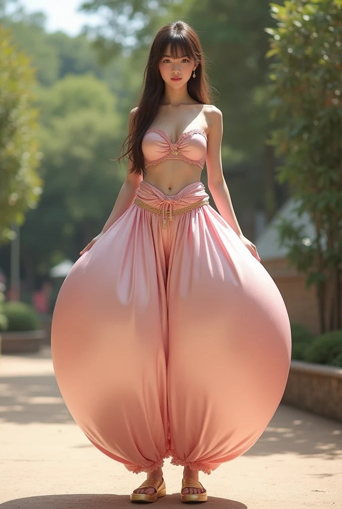 perfect face beautiful (plump:1.2) (armpits:1.2)  (indian girl:1.3) full body shot wearing high heals oily skin (outdoor:1.2) transparent cloth