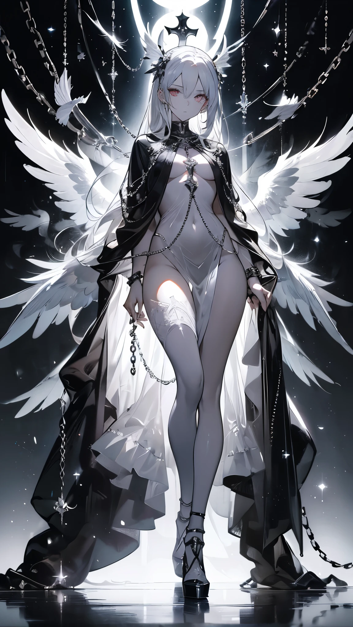 (Huang Li, high resolution, Super detailed, Unique),1 girl, Pure white background, Full body standing, elder sister, period, Elegant and sophisticated, On Chinese mini-dress, sleeveless, fair, Attractive, beautiful legs, high heels, (:0.9)