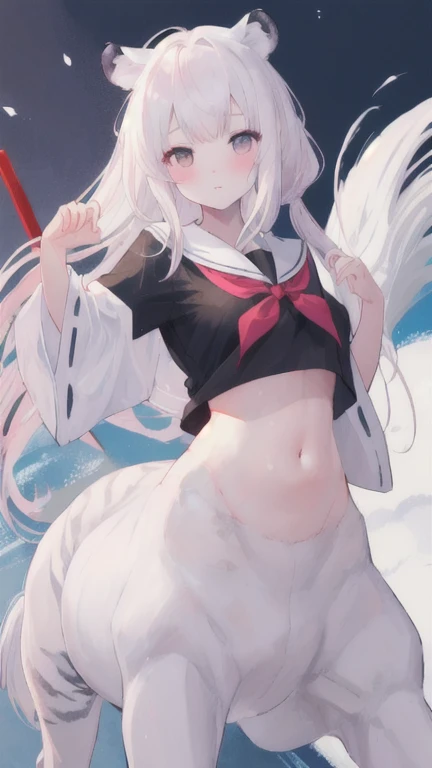 UsuiMiyuki, hairband, black hairband, long hair, white hair,empty eyes , large breasts, nipple, Running, , Heavy snowfall area frozen ,(Sweating profusely, Love juice, Wet Woman, female ejaculation), crying mountain Alone, crying, Naked, solo, 1girl, Peeing, lactation, projectile lactation