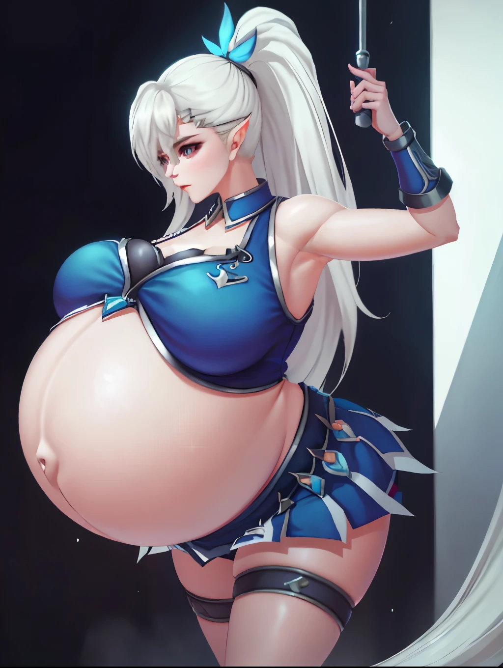 White ponytail hair,Big Baby Bump pregnant , Big , nipple, cum,16 years girl, Big pregnant Belly, Big Pregnant girl, Largest Belly of Pregnant, Huge Pregnancy Belly, blue eyes, huge 9 months Pregnancy Belly, Miya from Mobile Legends Bang Bang