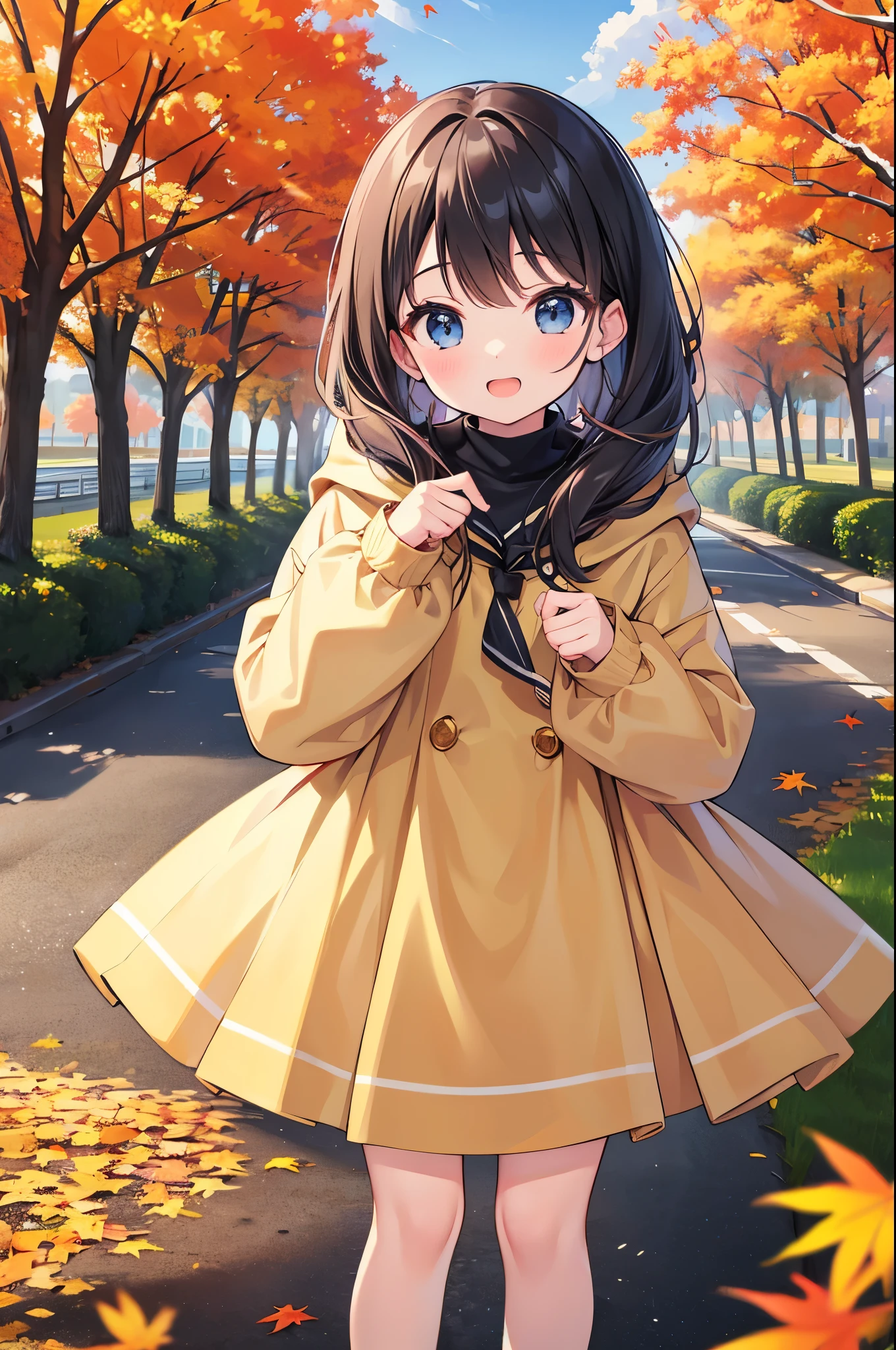 Super Best masterpiece, 16k, Highest quality, Ultra-high resolution, Cute Girls, Autumn scenery, Going out, Feeling excited, It&#39;s a nice day today, It seems like something good is going to happen