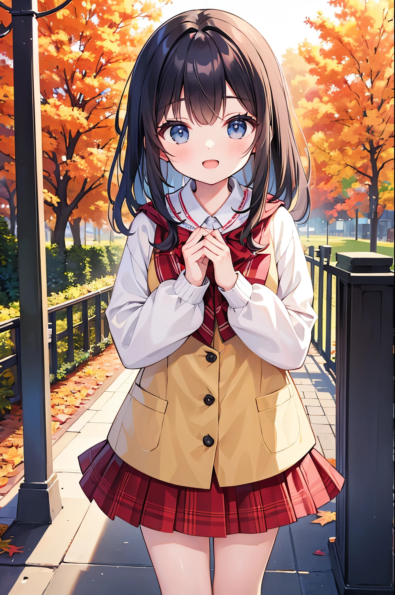 Super Best masterpiece, 16k, Highest quality, Ultra-high resolution, Cute Girls, Autumn scenery, Going out, Feeling excited, It&#39;s a nice day today, It seems like something good is going to happen