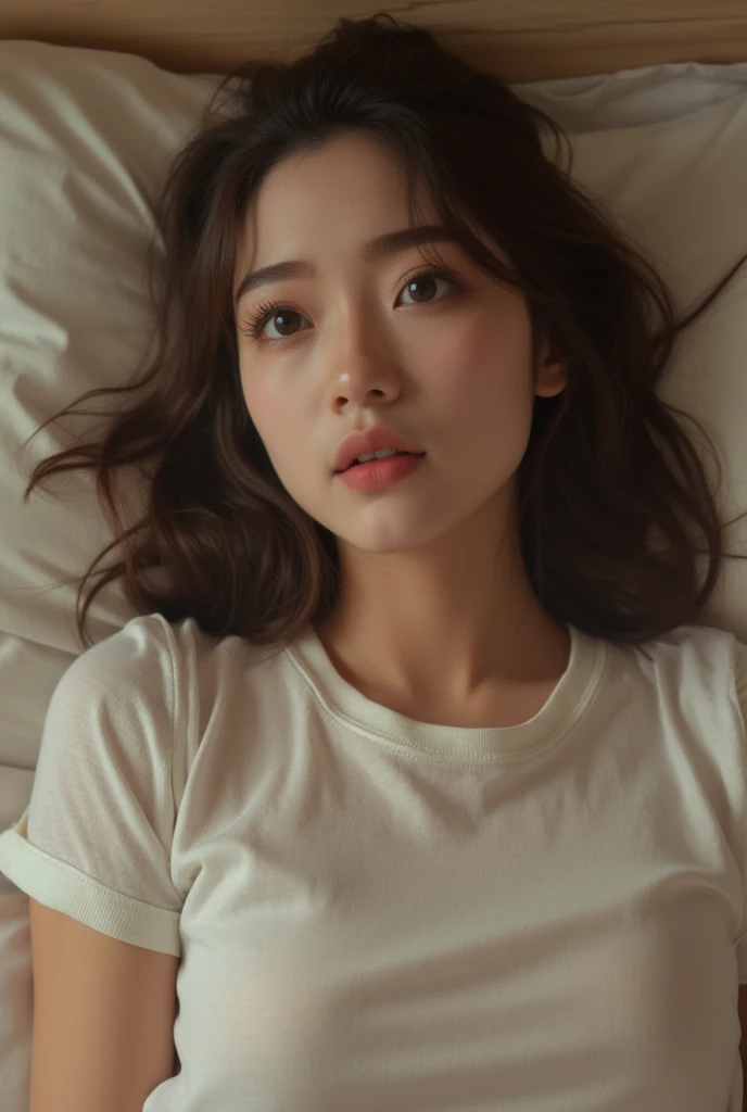 1girl, japanese, laying on the bed, ((tongue out)), ((saliva dripping from tongue)), extremely detailed face, beautiful detailed eyes, beautiful detailed lips, long eyelashes, flawless skin, soft lighting, detailed bedsheets, detailed pillows, cinematic composition, dramatic lighting, intricate details, masterpiece, (best quality,4k,8k,highres,masterpiece:1.2),ultra-detailed,(realistic,photorealistic,photo-realistic:1.37)