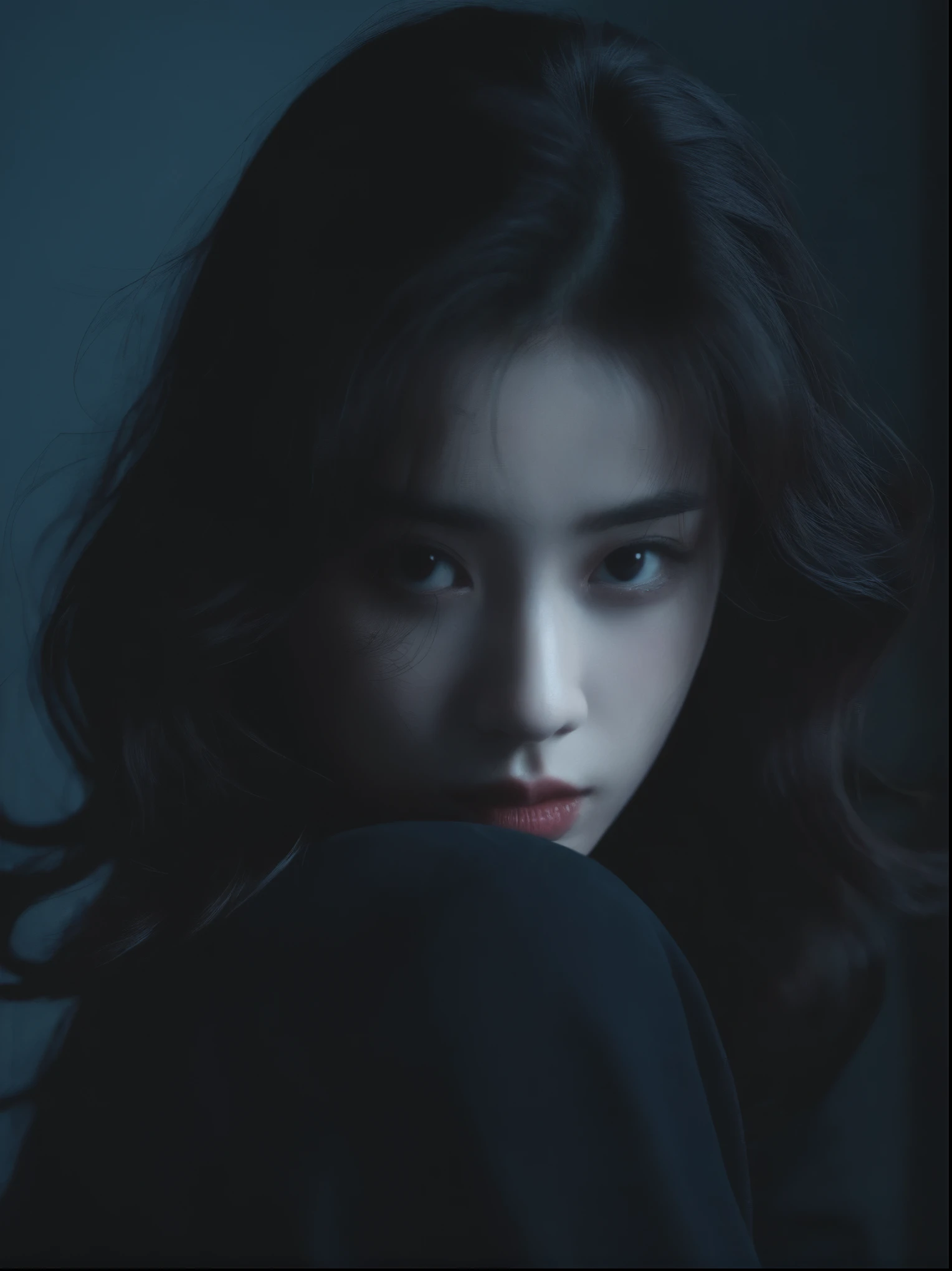 1 Girl,curls,In the Dark,Deep Shadows