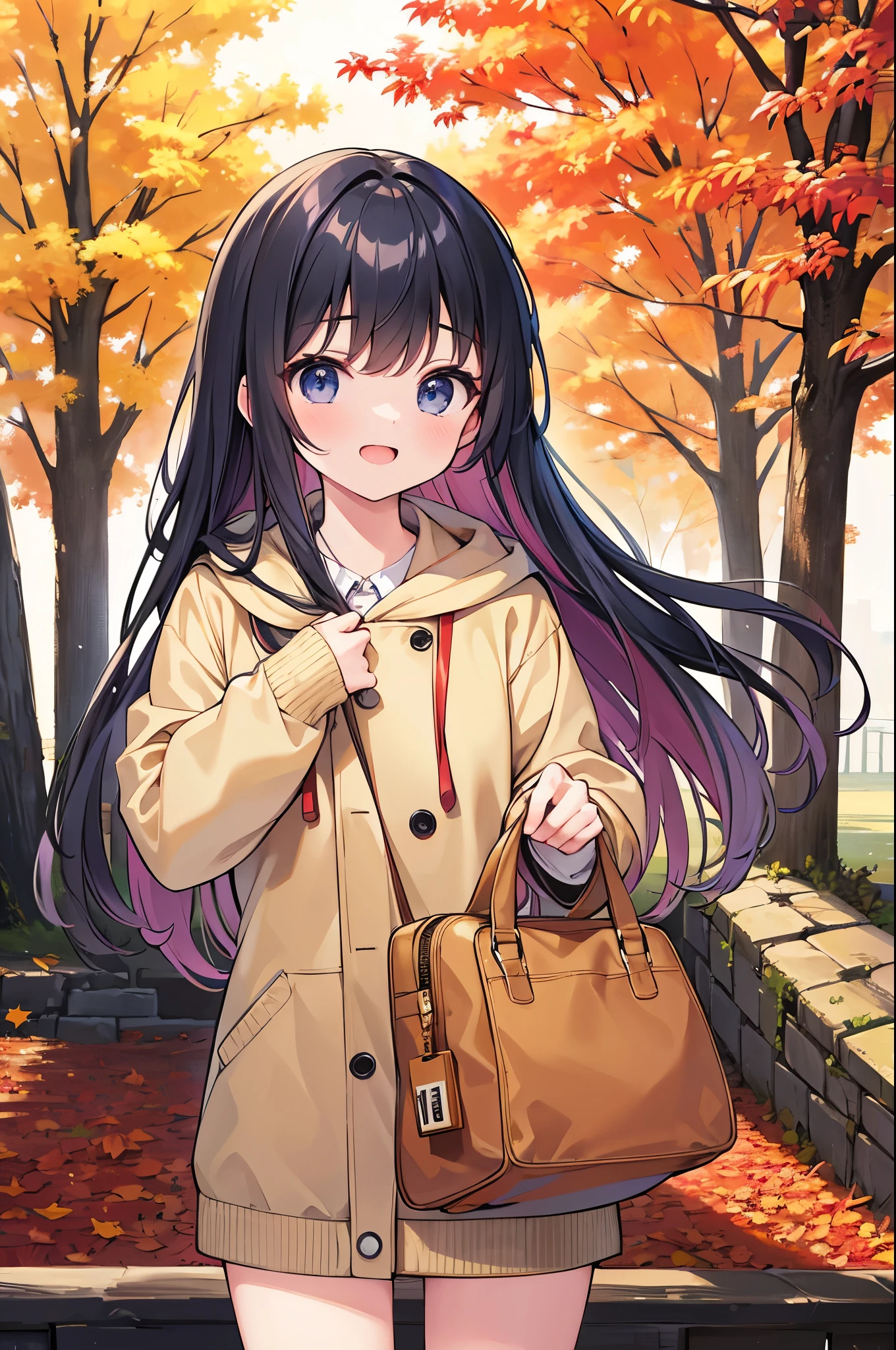 Super Best masterpiece, 16k, Highest quality, Ultra-high resolution, Cute Girls, Autumn scenery, Going out, Feeling excited, It&#39;s a nice day today, It seems like something good is going to happen