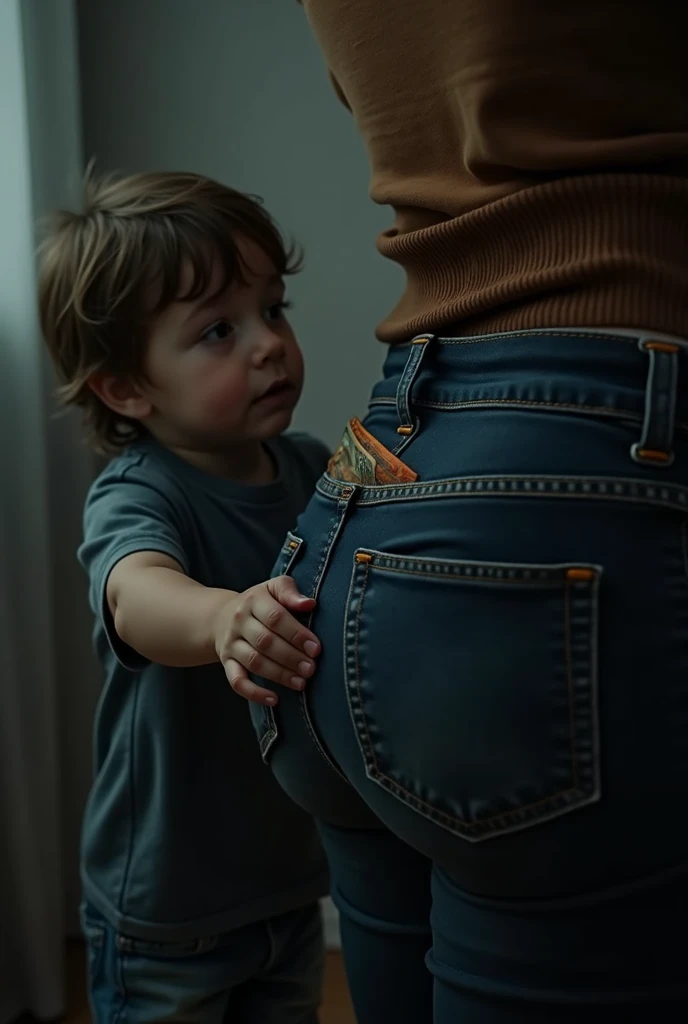 Mom and son, son peeing his pants,