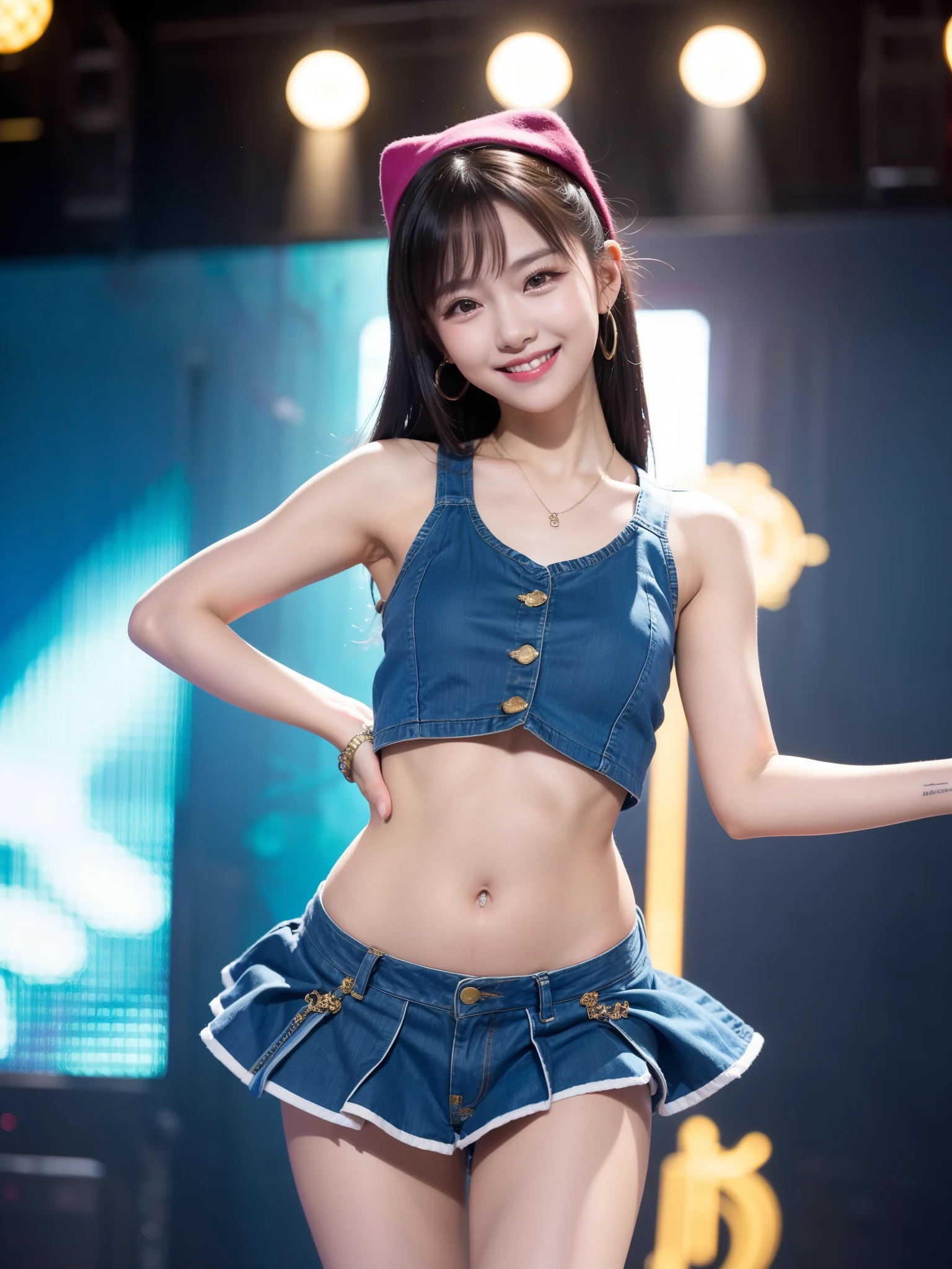 The only 18 year old beautiful girl idol、NSFW、Super detailed、High resolution、transcendental beauty highest quality、masterpiece、Wear knee socks、Majimix Real、(RAW photo:1.2)、(Photoreal:1.4)、Detailed beauty、and delicate expression、On the concert stage、(An idol group's costume is torn、I can see your nipples:1.5)、idol costume、microphone、blonde、brown hair、Sweat、Smooth medium hair、((you can see me))、(squat)、eyelash、sparkling eyes、glossy lips、beautiful and detailed eyes、((beautiful japanese girl))、very detailed expression、highly detailed face、movie lighting、positive、((dynamic pose))、((open stance))、(Take off your skirt、I can see your pussy:1.8), idol group costumes、(Accurately represents the shape of the female genitals:1.5), (Detailed depiction of the labia minora, vaginal opening, Detailed depiction of the clitoris:1.5), (Open your legs and see my pussy:1.8)、(Dance with dynamism:1.8)、thin legs、(I have a remote control vibrator installed.:1.7)、Panting with sexual pleasure、(Feel the climax of ecstasy:1.6)、Open your mouth wide and scream、shame、Her cheeks flushed slightly、Heartbreaking cry、angle from below