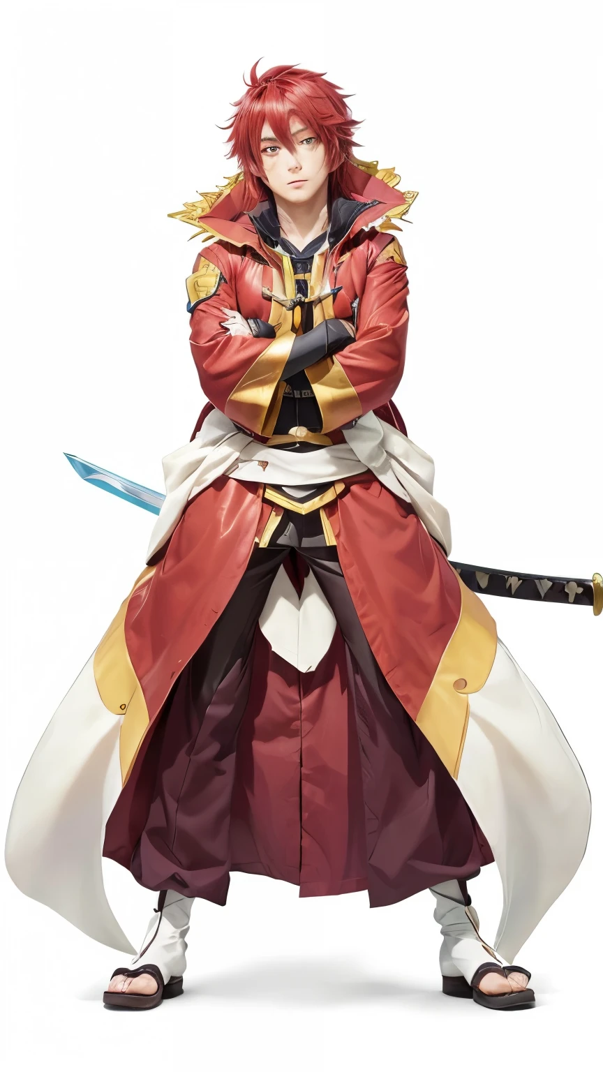 High quality, <lora:Style-add_detail:1>,(Beautiful), ((masterpiece)),vibrant colors, RedGarb, solo, 1boy, male focus, long sleeves, skull, jewelry, red robe, full body,<lora:Ainz2ep4re:1>