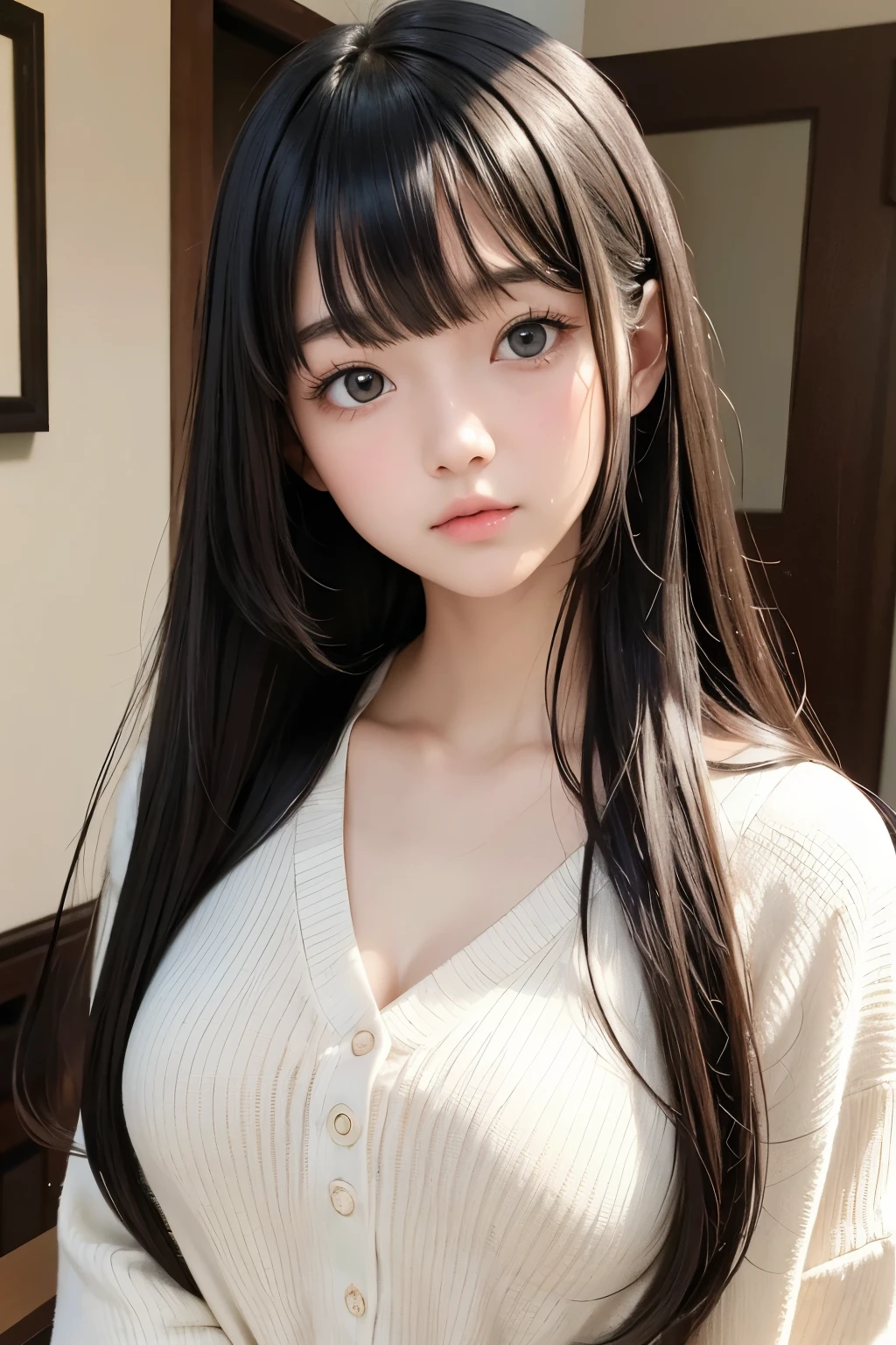 Best Quality,masterpiece,Very detailed、High resolution, Very detailed, Best Qualityの写真,Teen,Age 15,High school girl,Idol,beautiful girl, Long Hair, straight, With bangs, Black Hair,Detailed eyes, Big Eyes,cute, cute, cute日本人女性、Very delicate and beautiful face,,one&#39;s home, Hotel Rooms,Lie down in bed, Perfect dynamic composition,(Wavy Hair:1.2),Fair-skinned girl, kind,Junior high school students,Kneel on the floor,Big Same, おPussy, Pussy, Nipples, I can see your panties,Slender thighs seen from the front, 18 years old, Data,Adorable , 美しいJunior high school students, Big Eyes, 美しいHigh school girl, Selfie, Personal photo shoot,Selfieの角度,Women&#39;s Room,indoor , Colorful clothes, Colored underwear, High school girl（Hmmmm）,She smiles happily at me, pink, Natural Hair