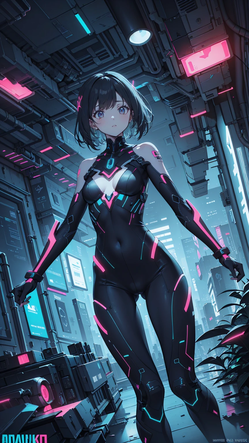 beautiful, Luminous futuristic woman, Complex Circuits, Neon-like colors, Cyberpunk Style, Advanced Technology, Digital Art, Advanced Details, Realistic, Dramatic lighting, Dynamic pose, Mysterious, Mysterious, Fascinating
