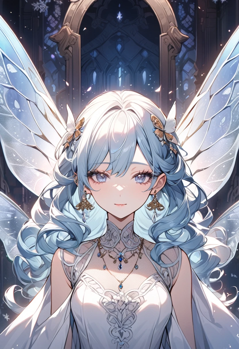 Anime girl with white hair and blue eyes, Elf Girl, Enchanting Elf Queen, ,, She has elven ears and golden eyes, portrait of an elf queen, Elf Princess, detailed digital anime art, Very detailed official artwork, anime goddess, detailed anime art, 4k detailed art, beautiful and elegant elf queen