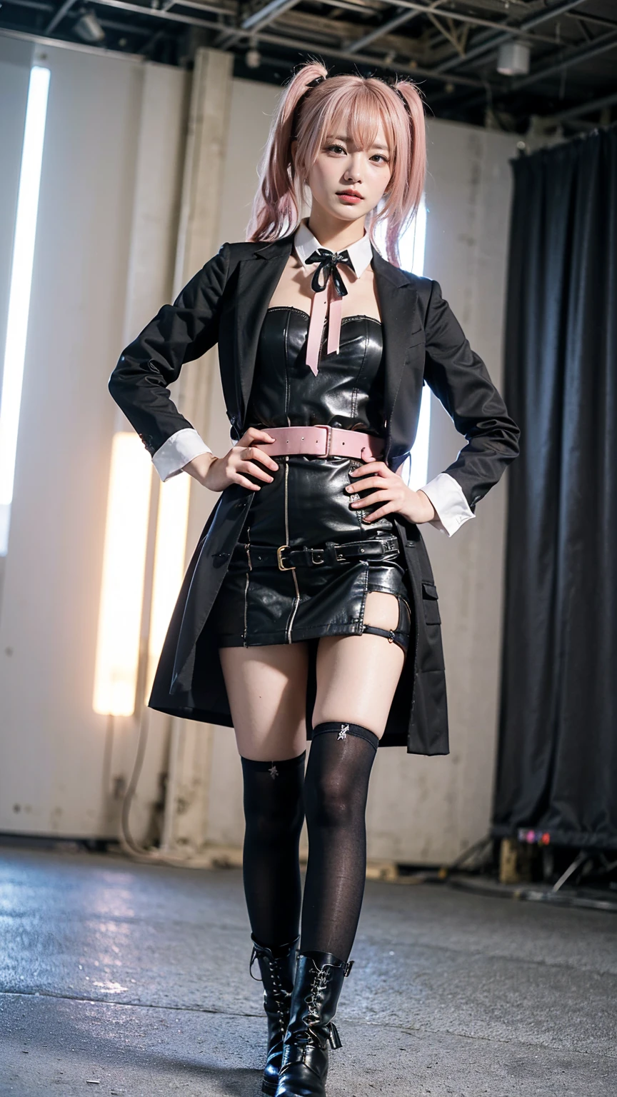 Legs of black stockings