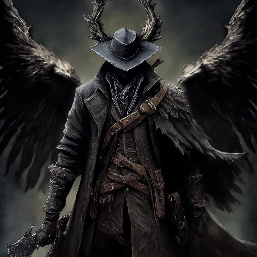 Bloodborne style, bloodborne art, portrait of a Bloodborne hunter, Bloodborne, Angel