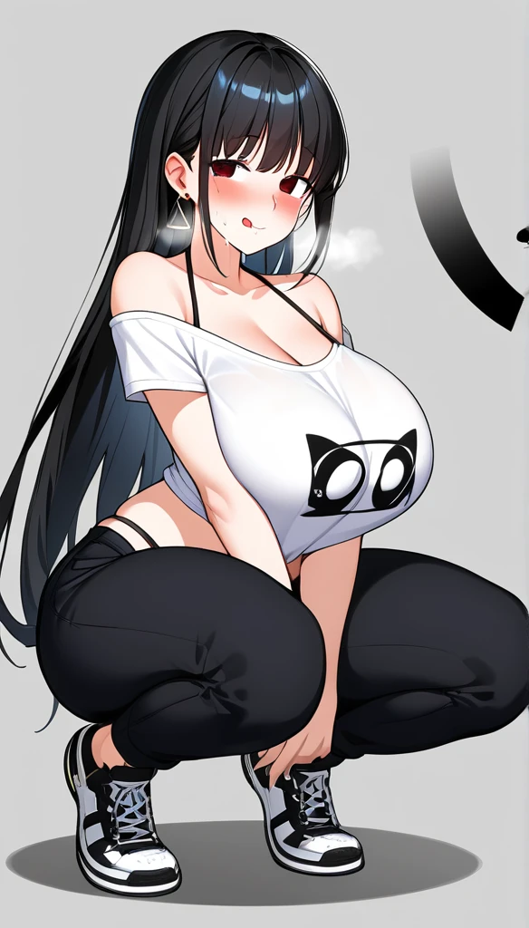 Long black hair、Red eyes、Tsukuyomi Minato, One-off shoulder、Super large size T-shirt、Sparkling sequined high leg  under bikini、 Super huge breasts, High resolution, Masterpiece Anatomically Correct, Best Quality, high detail, damage, High resolutionモデル, retina, Very detailed, Textured skin, 超High resolution, Aerial photography, Background Blur, Exposure, Movie Light Effects, photograph, reality, 、hetero、
From Side View、Girl straddling a man、
((Backlight Lighting、UV black light lighting、Shiny white shirt、The room was dim and windowless.、Bedroom lit with black light and neon lights ))、Backlight、


sweat,steam, Clothing, Moaning, Heavy breathing, Blushing, Open your mouth, Sticking out tongue, Drooling, Slanted Eyes, Heavy breathing遣い, Licking your lips, Saliva stringiness, A blank look, 

Large Breasts, Earrings, Licking lips,  Squat、Full body diagram、Convulsively sit down, ((Tons of sound effects、A lot of dialogue)), piston、motion blur, 


(Safety Sensors、Safe For Work、Safe work、sfw, Safe at Work)

((Man in silhouette))