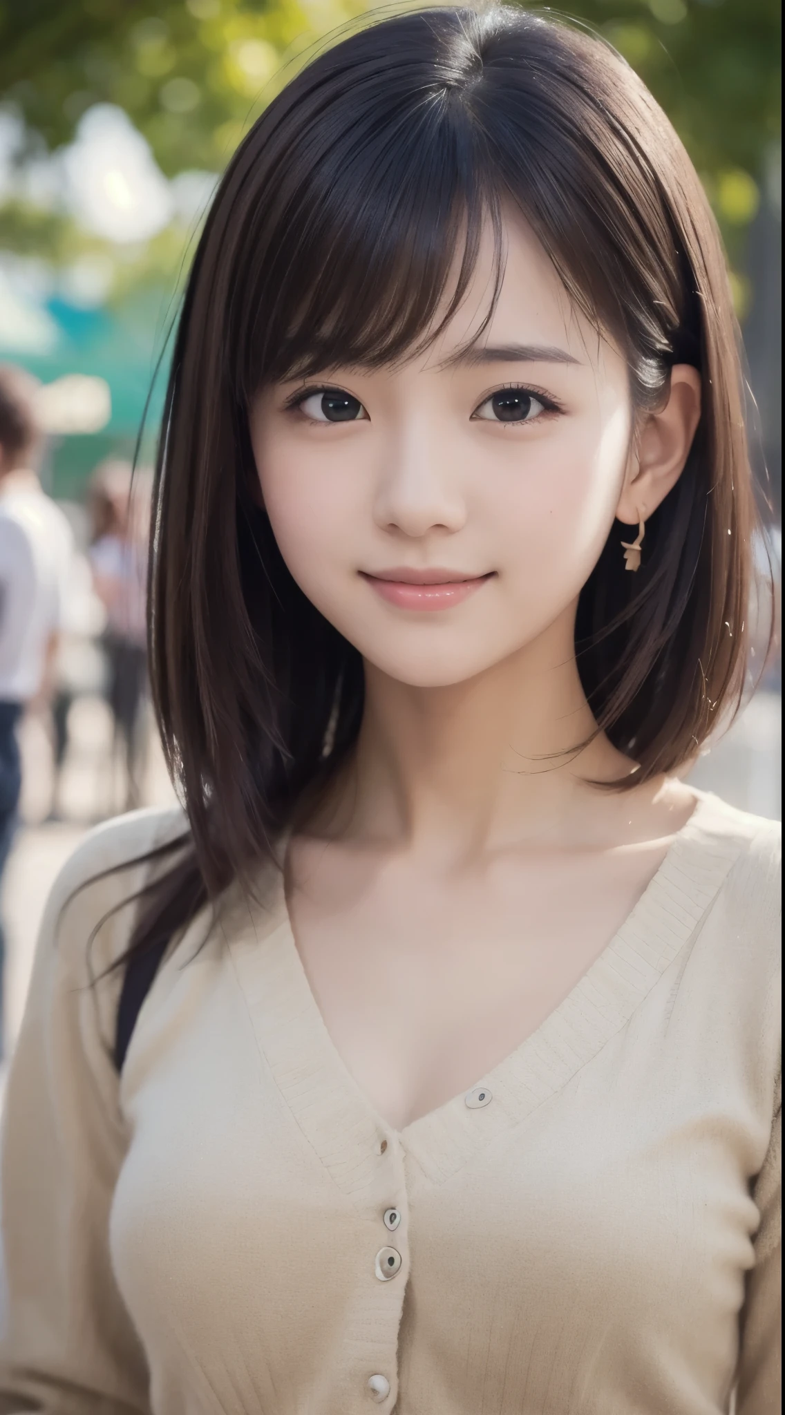 Date with me at the amusement park, happy, cute smile, long sleeve shirts, skirt, (1girl,solo), yuichan, petite, Fine clavicle, neat and cute girl, japanese cute girl, beautiful detailed eyes, layered hair, fluffy hair, bangs, glossy lips, (Fine Face),(Fine Eyes), (Clear Face), (Detailed Face Description), (Detailed Hand Description), Realistic, Extreme Light and Shadow, Shiny Skin,Shiny Hair, BREAK, absurdres, (64K, UHD, Top Quality, Masterpiece: 1.2),(Realistic, Photorealistic: 1.37), Physically Based Rendering,Professional Lighting, Photon Mapping, Masterpiece, Rich Detail, Ultra Detailed, Super detailed, highest quality, intricate details, ultra high resolution, (realistic:1.2),