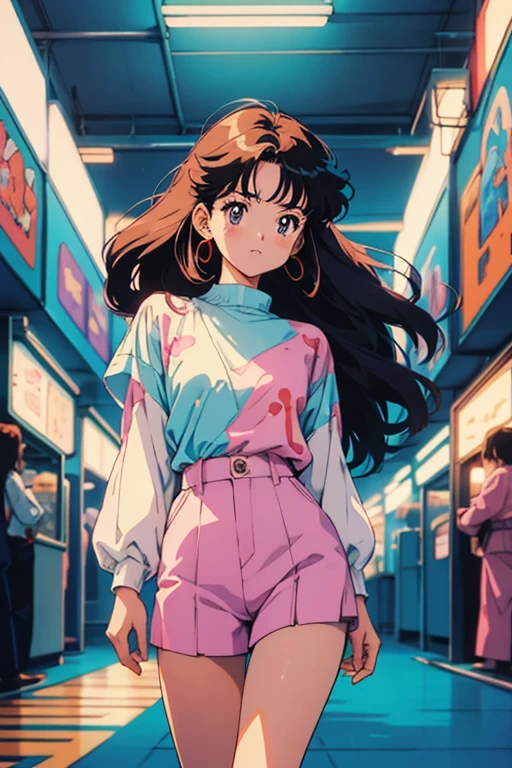 Retro arcade anime girl, Anime atmosphere of the 80s, 80s anime style, Retro Anime Girls, 1980's anime style, Retro anime images, Anime atmosphere, beautiful art in 1990s anime style, classic anime, retro anime, still frame, cell shaded, VHS quality, grainy, ultra detailed, a girl in combat, gainax style, high quality, best quality, grainy, artgerm