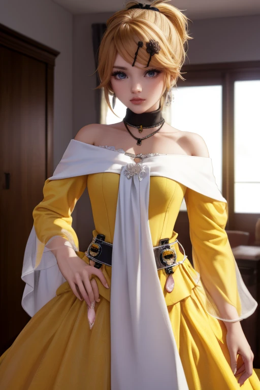 riliane, riliane, blonde hair, (blue eyes:1.5), (large eyes), (10 years_old:1.5), ponytail, short hair, Kagamine Rin, parted bangs, smile, grin, BREAK bow, bracelet, dangle earrings, detached collar, (yellow dress:1.5), frilled dress, yellow dress bow, earrings, flower, flower brooch,hair bow, hair ornament, hairclip, jewelry, long sleeves, necklace, off shoulder, off-shoulder dress, ((pov, dress lift, no panties)), (used condoms, condom belt, used condom belt:2.2), pendant, sash, wide sleeves, BREAK looking at viewer, BREAK ((indoors)), BREAK (masterpiece:1.2), best quality, high resolution, unity 8k wallpaper, (illustration:0.8), (beautiful detailed eyes:1.6), extremely detailed face, perfect lighting, extremely detailed CG, (perfect hands, perfect anatomy),
