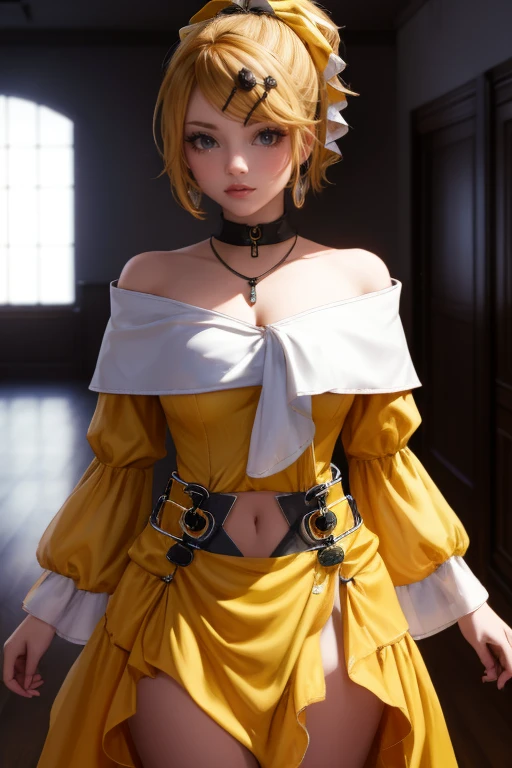 riliane, riliane, blonde hair, (blue eyes:1.5), (large eyes), (10 years_old:1.5), ponytail, short hair, Kagamine Rin, parted bangs, smile, grin, BREAK bow, bracelet, dangle earrings, detached collar, (yellow dress:1.5), frilled dress, yellow dress bow, earrings, flower, flower brooch,hair bow, hair ornament, hairclip, jewelry, long sleeves, necklace, off shoulder, off-shoulder dress, ((pov, dress lift, no panties)), (used condoms, condom belt, used condom belt:2.2), pendant, sash, wide sleeves, BREAK looking at viewer, BREAK ((indoors)), BREAK (masterpiece:1.2), best quality, high resolution, unity 8k wallpaper, (illustration:0.8), (beautiful detailed eyes:1.6), extremely detailed face, perfect lighting, extremely detailed CG, (perfect hands, perfect anatomy),
