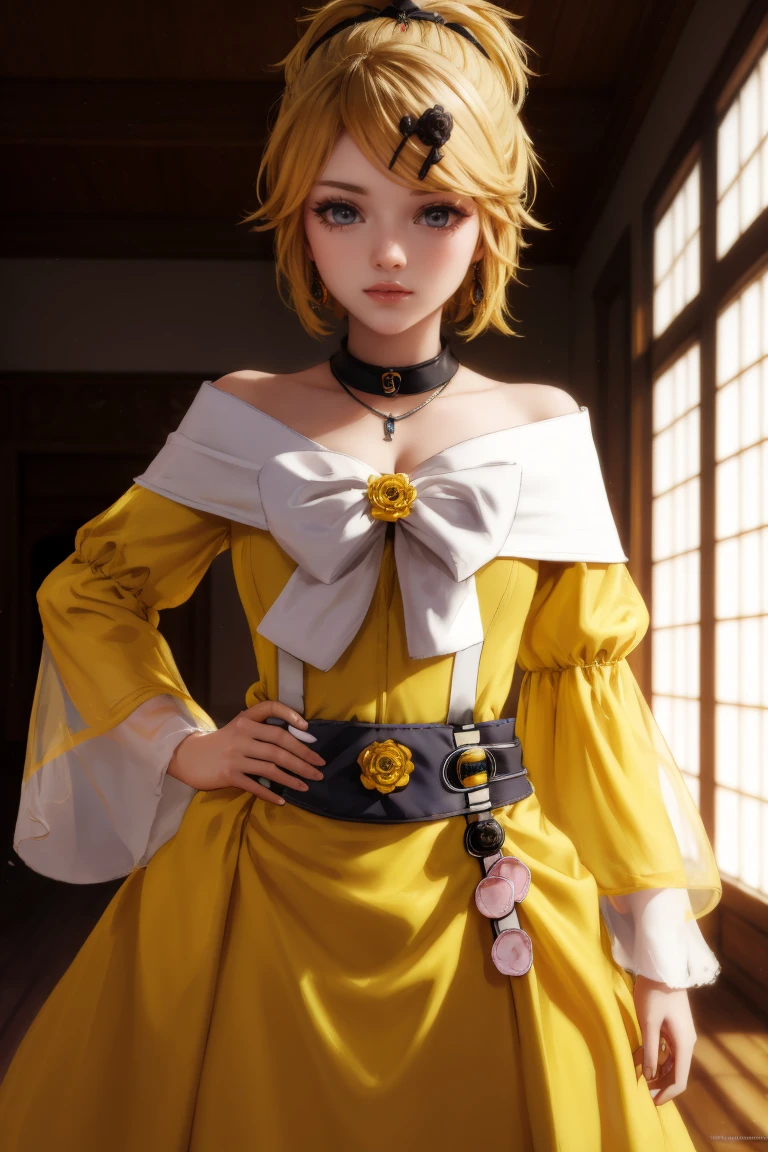 riliane, riliane, blonde hair, (blue eyes:1.5), (large eyes), (8 years_old, child:1.9), ponytail, short hair, Kagamine Rin, parted bangs, smile, grin, BREAK bow, bracelet, dangle earrings, detached collar, (yellow dress:1.5), frilled dress, yellow dress bow, earrings, flower, flower brooch,hair bow, hair ornament, hairclip, jewelry, long sleeves, necklace, off shoulder, off-shoulder dress, ((pov, dress lift, no panties)), (used condoms, condom belt, used condom belt:2.2), pendant, sash, wide sleeves, BREAK looking at viewer, BREAK ((indoors)), BREAK (masterpiece:1.2), best quality, high resolution, unity 8k wallpaper, (illustration:0.8), (beautiful detailed eyes:1.6), extremely detailed face, perfect lighting, extremely detailed CG, (perfect hands, perfect anatomy),
