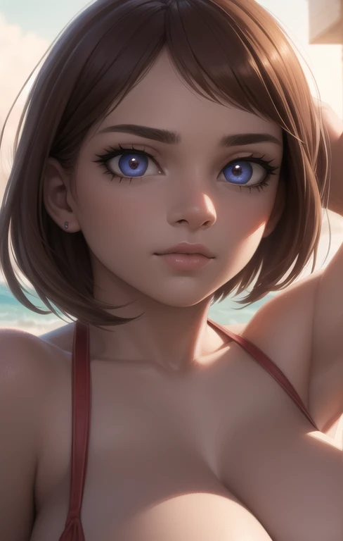 a naked young woman:0.9 on a beautiful beach, Riley Andersen from the movie Inside Out, face incredibly detailed, gorgeous eyes, complex facial features, Flying hair, natural lighting, bright coloured, photorealisitic, highy detailed, 8k, (best qualityer,4K,8k,high resolution,work of art:1.2),ultra detali,(realisitic,photorealisitic,photo-realisitic:1.37),portraite