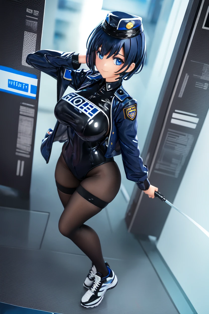 (((Policewoman with a peniasturbation、、Futanari。Jerking off myself,Panting face,Covered in semen,PoliceWoman,penis in pussy,Ahegao,(futanari),big penis、fingerless gloves、garter belt、Short sleeve、gun belt。Fishnet tights